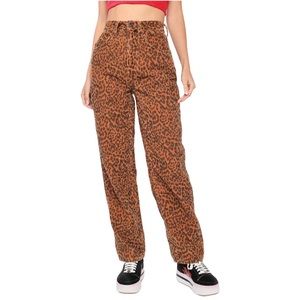 BDG Leopard Print Baggy Boyfriend Corduroy Pants